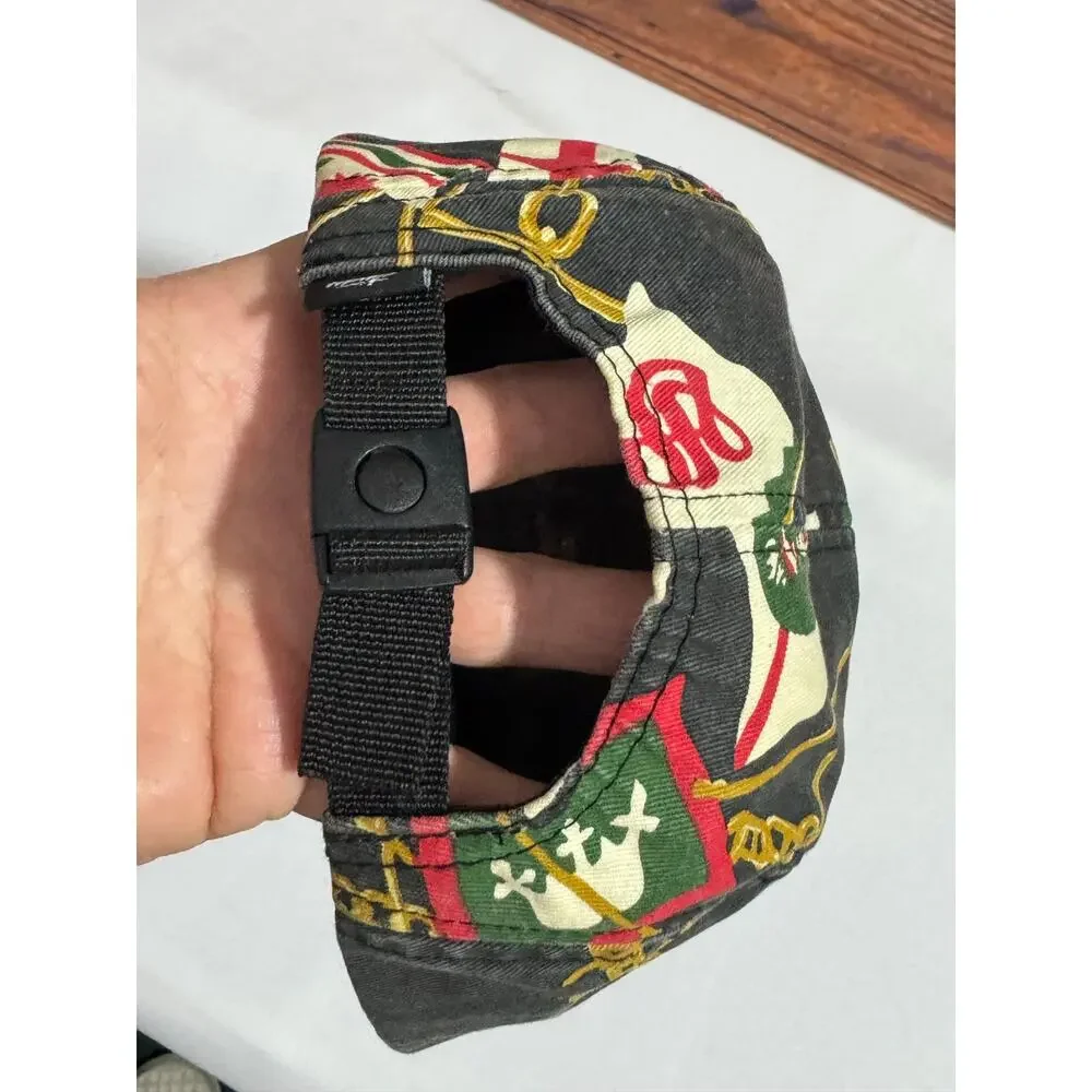Vintage Stussy Nautical Flag 5 Panel Camp Cap Gold Chain Print Capz Hologram